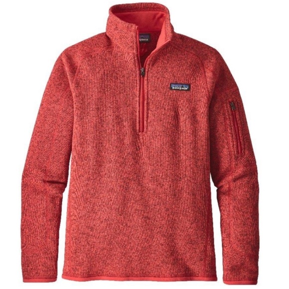 Patagonia Marled Red Orange Better Sweater 1/4 Zip Sweatshirt Jacket Women Small - Picture 12 of 12